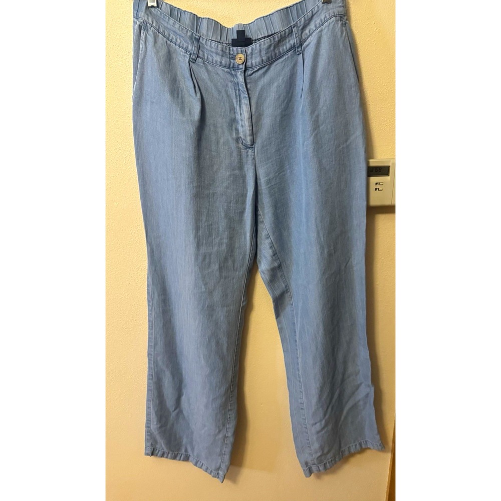 J. Jill Women's Blue Denim Tencel Straight Leg Pants Pockets 12 Tall 32"